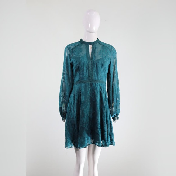 Forever New Teal Dress with Lace Accents Boho Chic - Picture 1 of 6